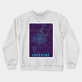 Coventry Neon City Map, Coventry Minimalist City Map Art Print Crewneck Sweatshirt